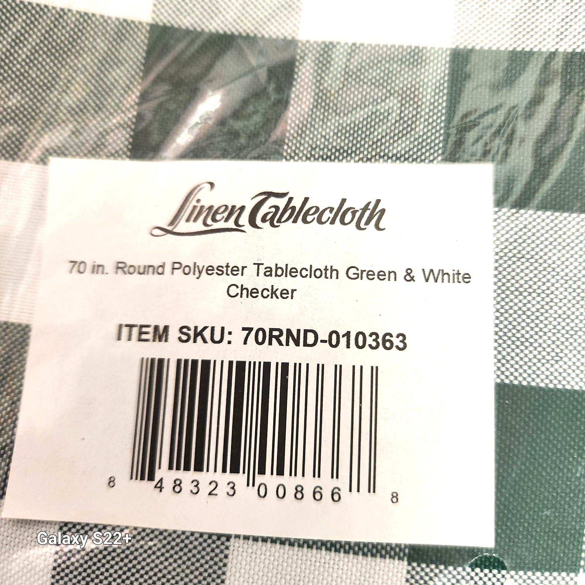 70-Inch Round Polyester Tablecloth Green & White Checker Linen Tablecloth Durable Easy Care For Dining Room Kitchen Parties Weddings