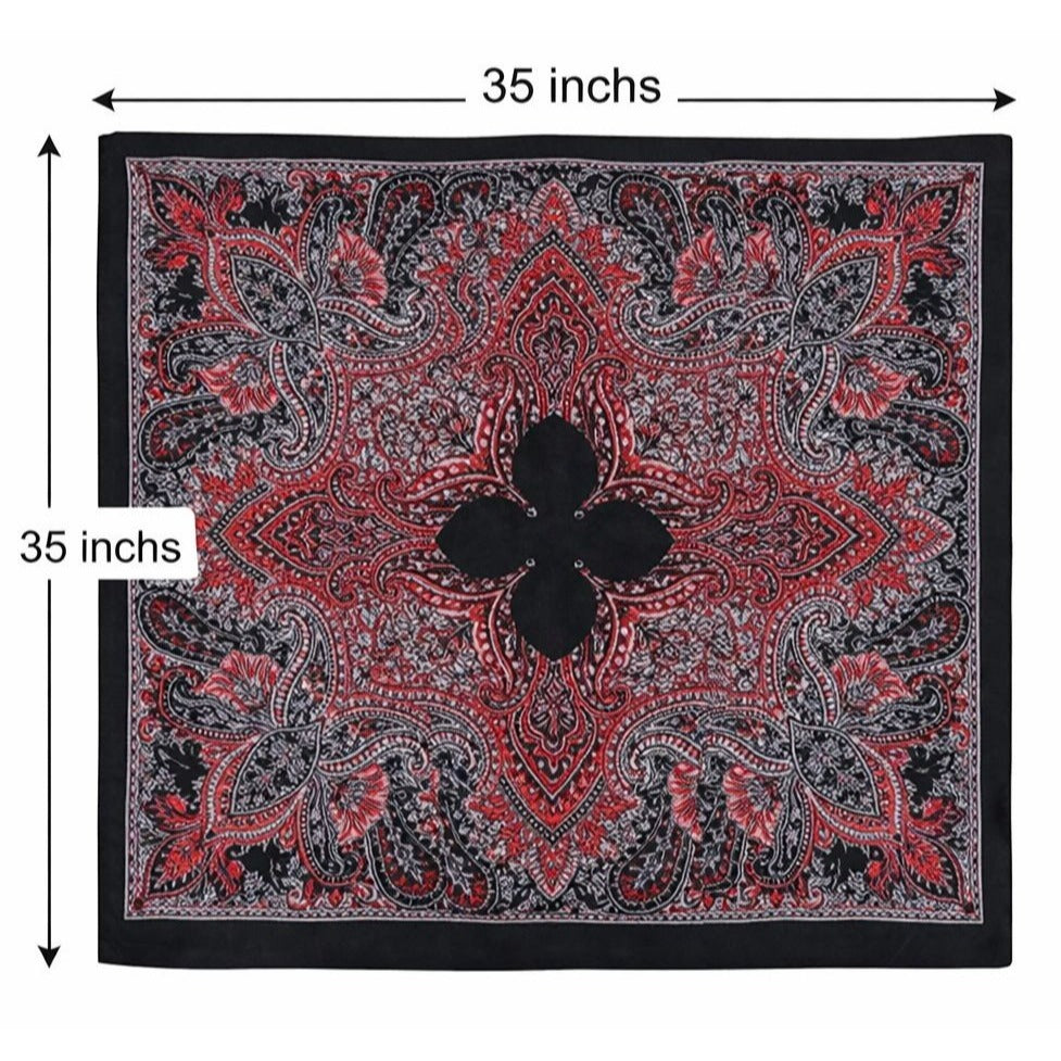 35x35 Black Red Wild Rag Western Cowboy Satin Scarf