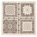 Cream Brown Paisley Bandana Square Scarf 35x35 Head Scarf Hair Wrap Western Boho Satin Feel