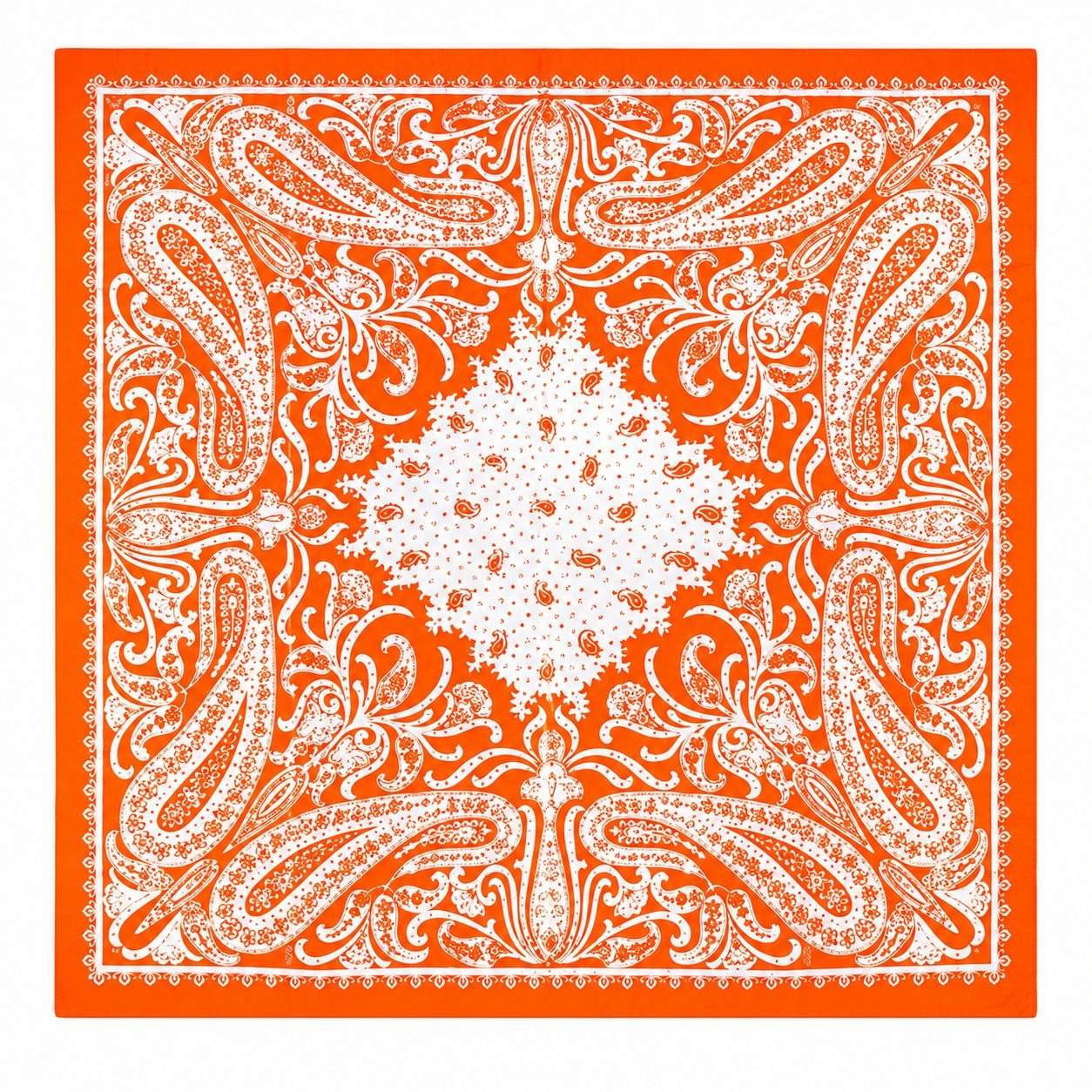 Bright Orange Paisley Wild Rag Scarf 35x35 Satin Western Cowboy Cowgirl Bandana