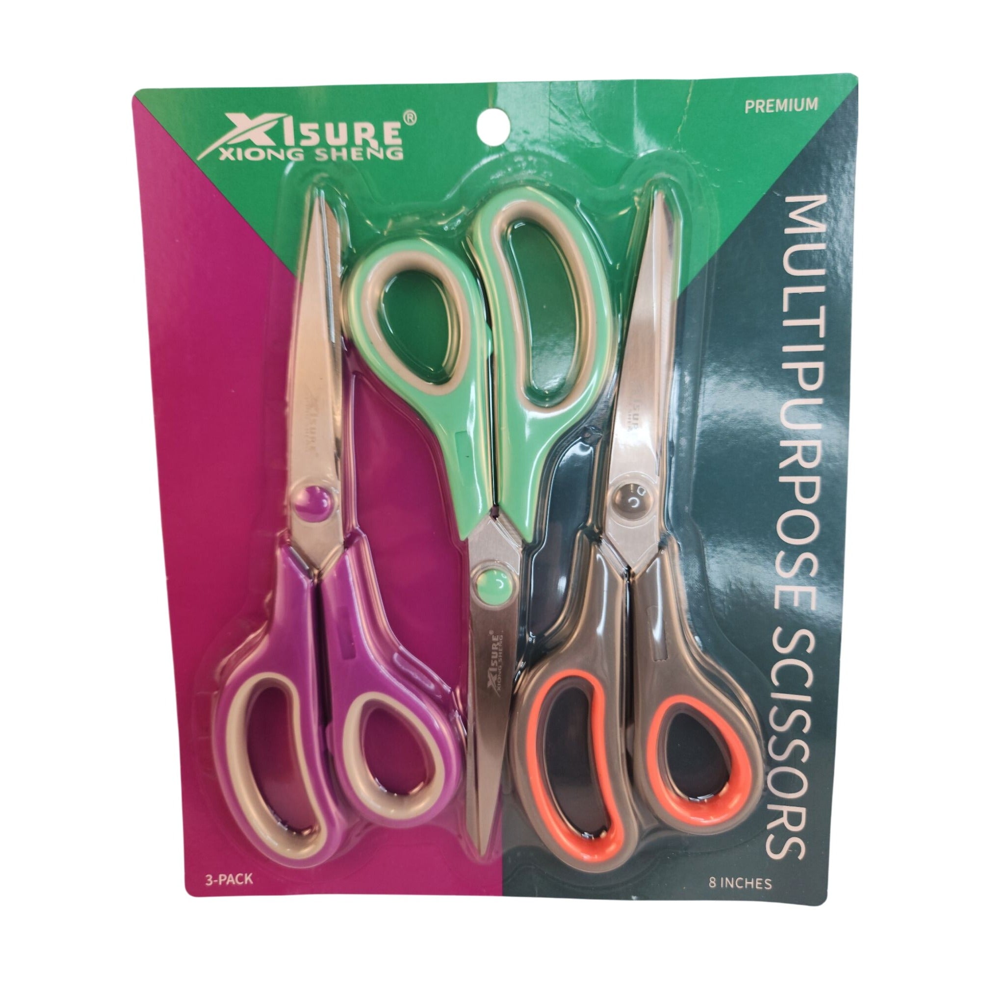 X1Sure Multipurpose Scissors 3-Pack 8-Inch Premium Stainless Steel Comfort Grip