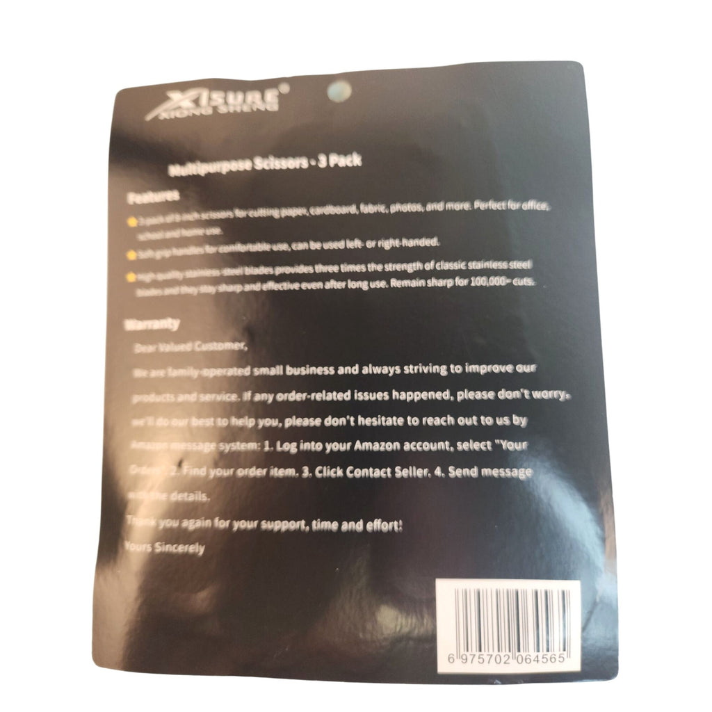 X1Sure Multipurpose Scissors 3-Pack 8-Inch Premium Stainless Steel Comfort Grip