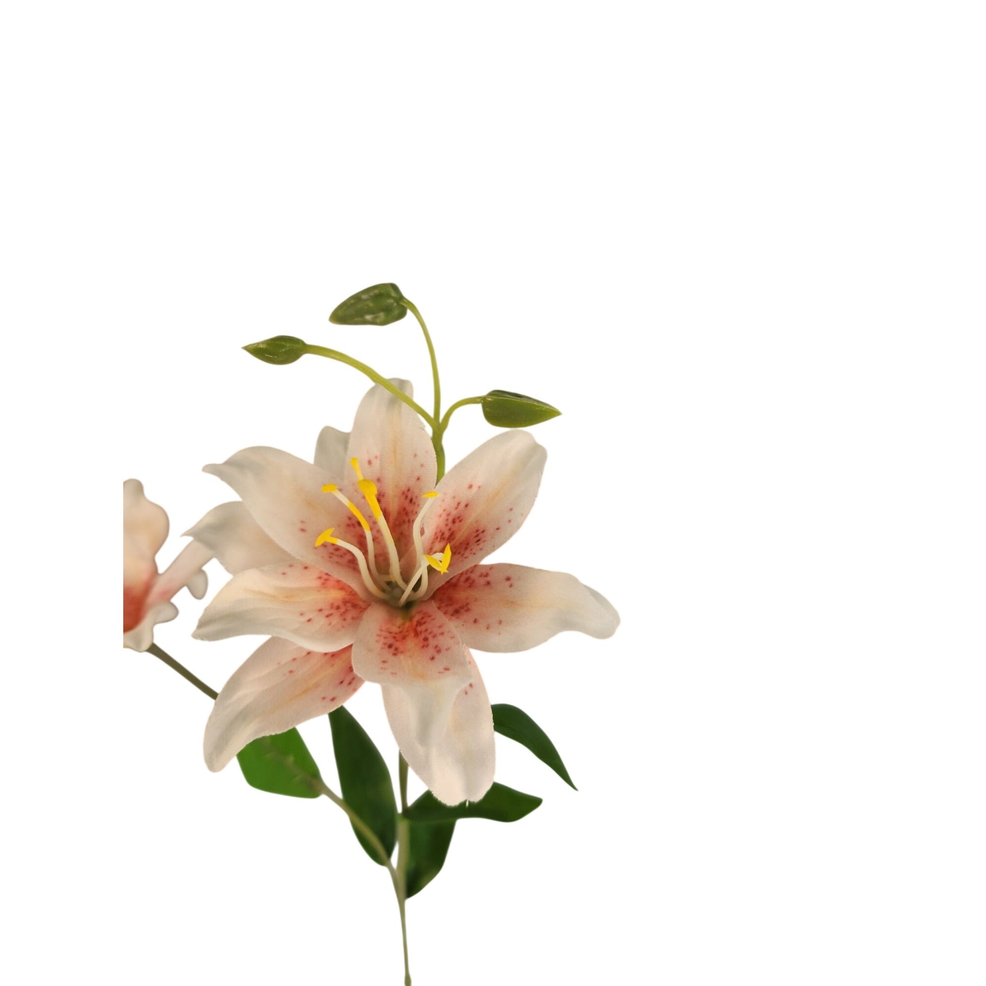 Luxury Artificial Asiatic Lily Stem 27 Inch | Blush Pink and White Faux Lily | Designer Wedding Floral | Elegant Home Decor