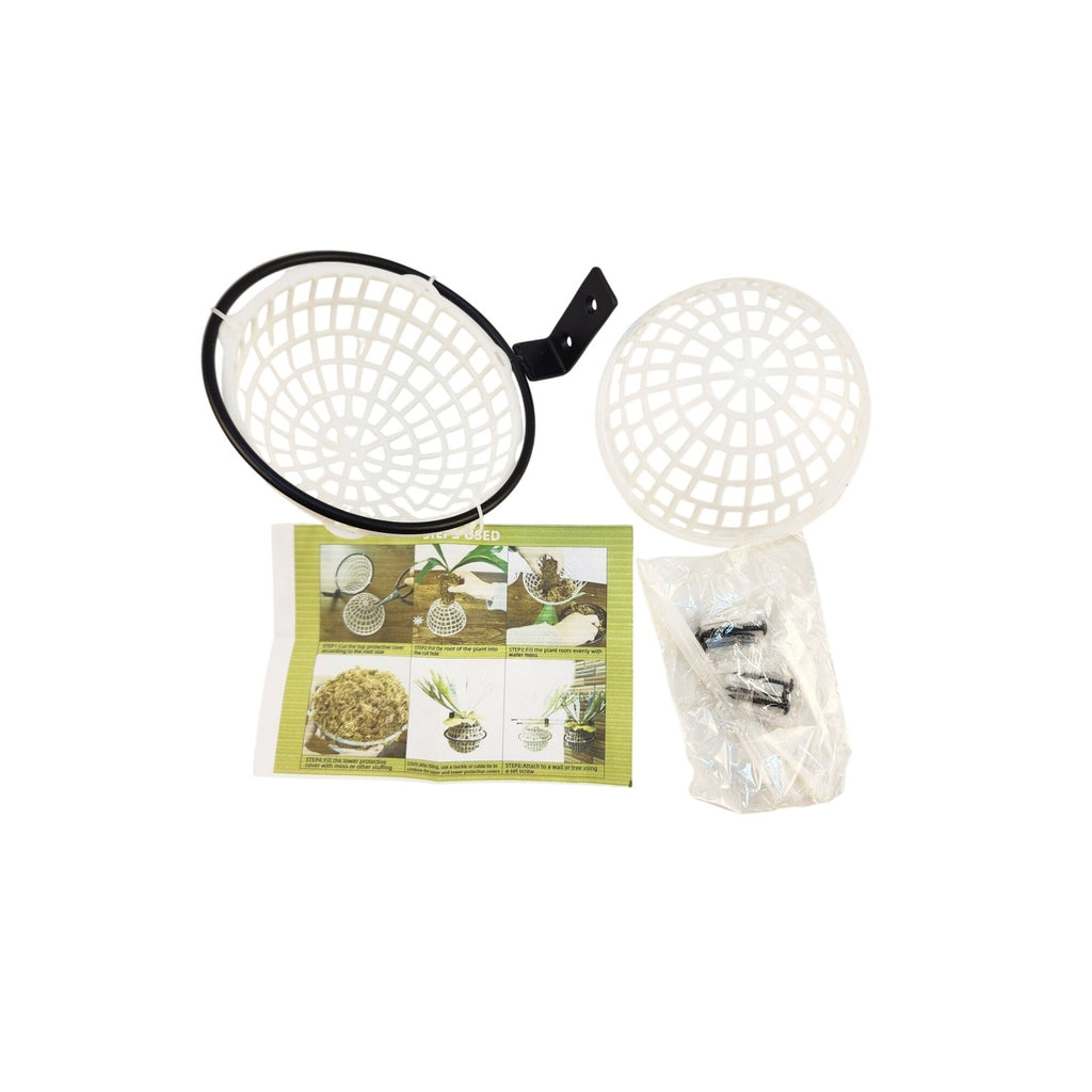 Staghorn Fern & Orchid Hanging Basket Planter Kit 6-Inch Plastic & Metal Bracket