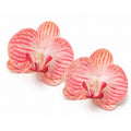 Coral Pink Real Touch Orchid Heads Set of 2 Phalaenopsis Blooms Corsage Boutonniere Wedding Crafts