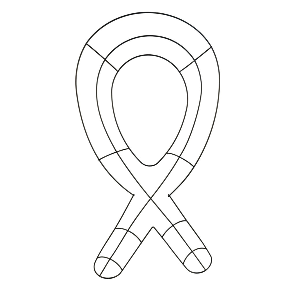 Set of 2 Pink Ribbon Wreath Forms 18.75 Inch Metal Frame, Awareness Ribbon Wreath Base, Wire Frame for DIY Crafts