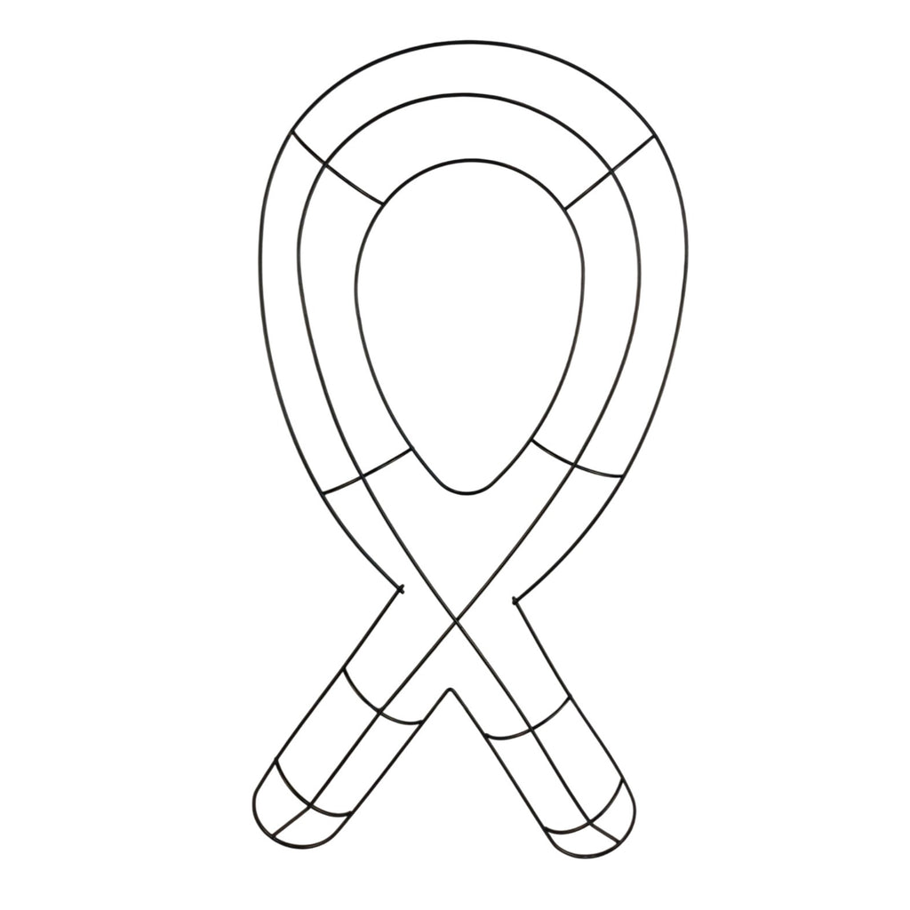 Set of 2 Pink Ribbon Wreath Forms 18.75 Inch Metal Frame, Awareness Ribbon Wreath Base, Wire Frame for DIY Crafts