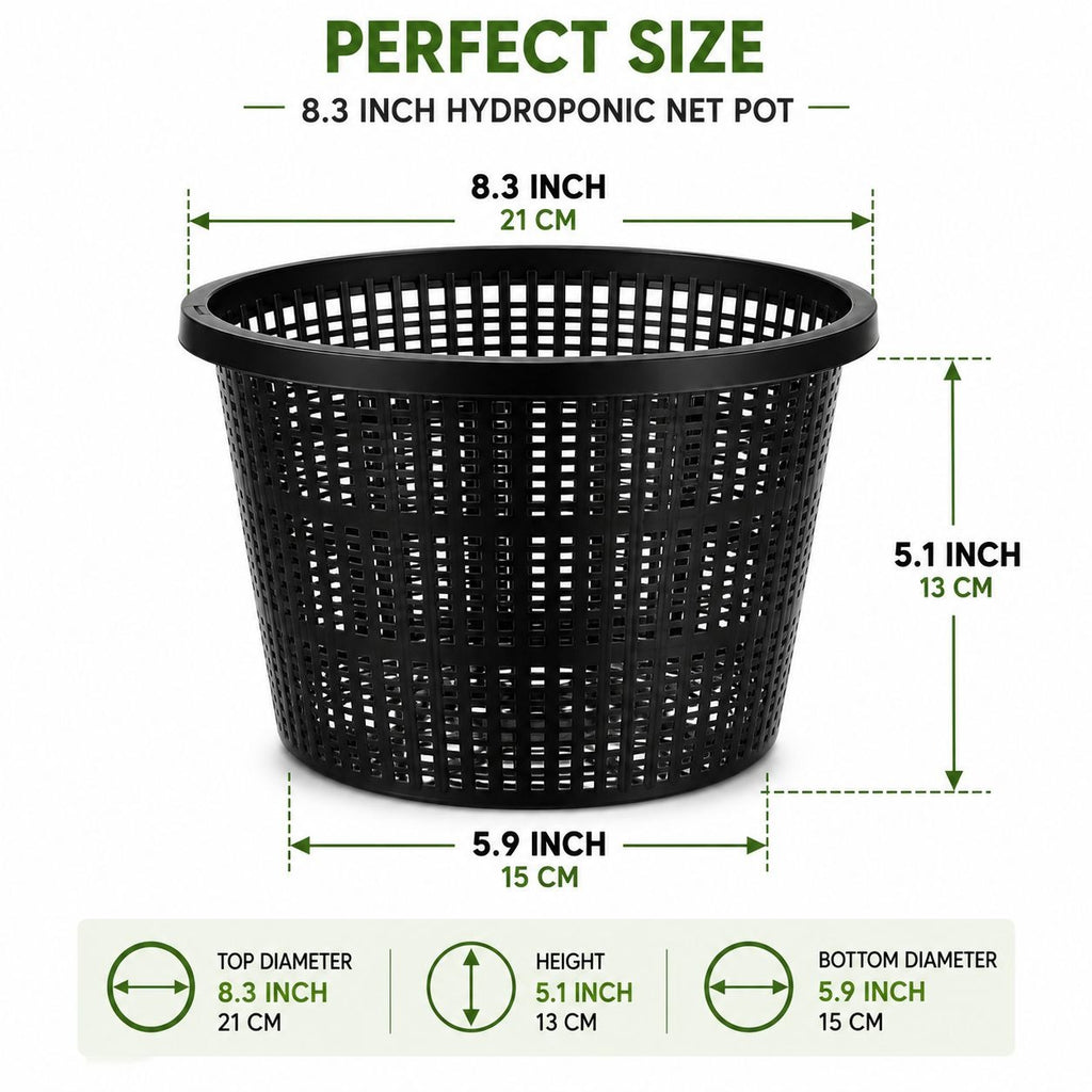 8 Inch Hydroponic Net Pot, Large DWC Net Cup, Aquaponics Net Basket, Heavy Duty Mesh Planter, Hydro Grow Basket