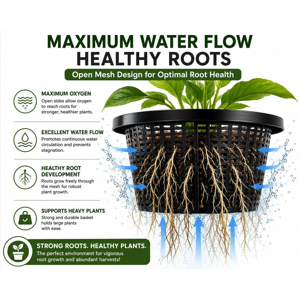 8 Inch Hydroponic Net Pot, Large DWC Net Cup, Aquaponics Net Basket, Heavy Duty Mesh Planter, Hydro Grow Basket