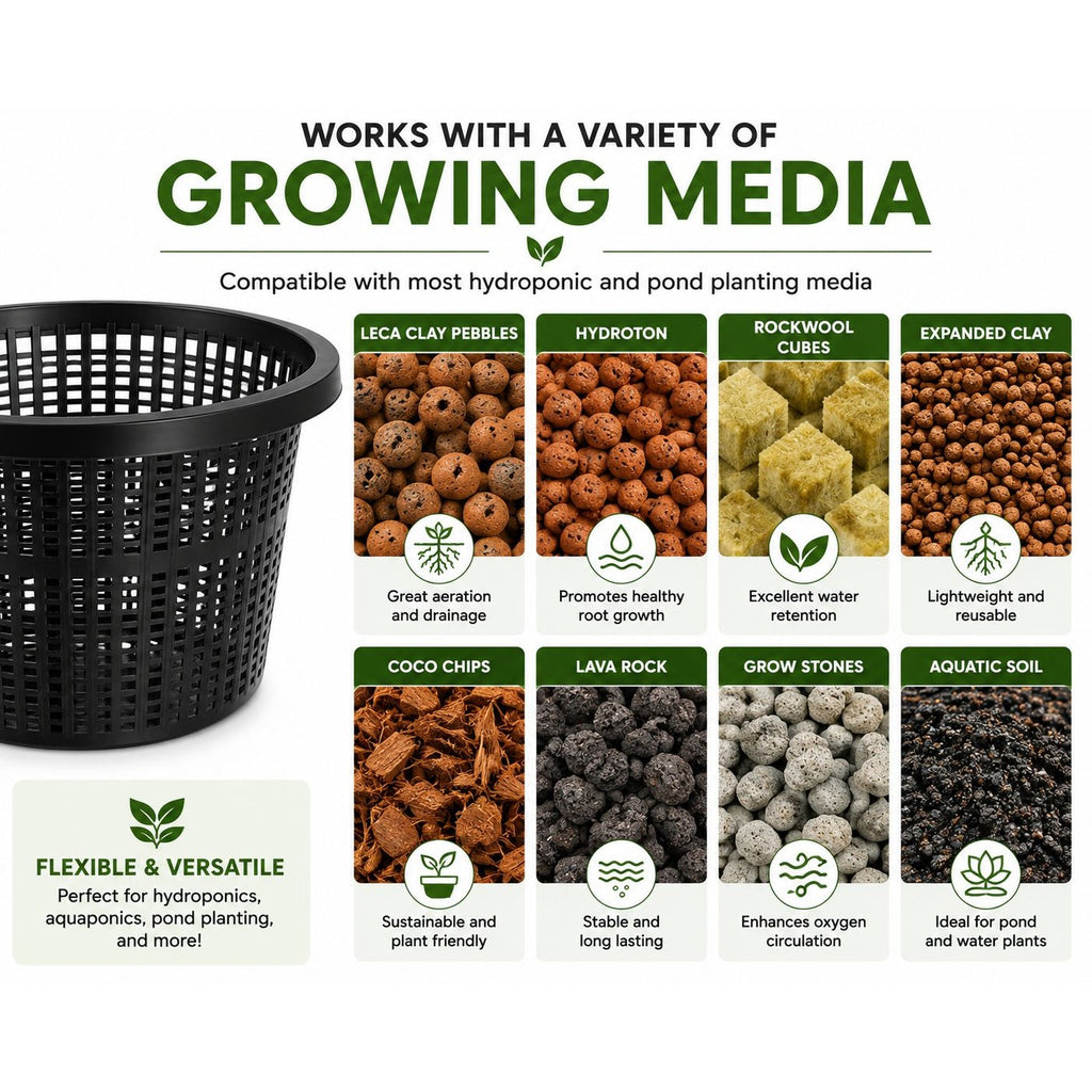 8 Inch Hydroponic Net Pot, Large DWC Net Cup, Aquaponics Net Basket, Heavy Duty Mesh Planter, Hydro Grow Basket