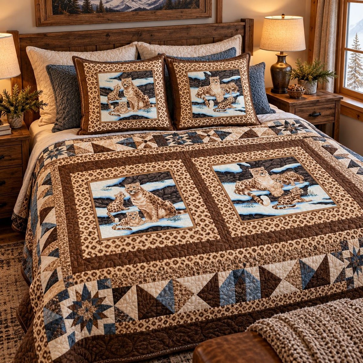 Cranston VIP Cheetah Pride Snow Leopard Cotton Panel 44x18, 2 Squares