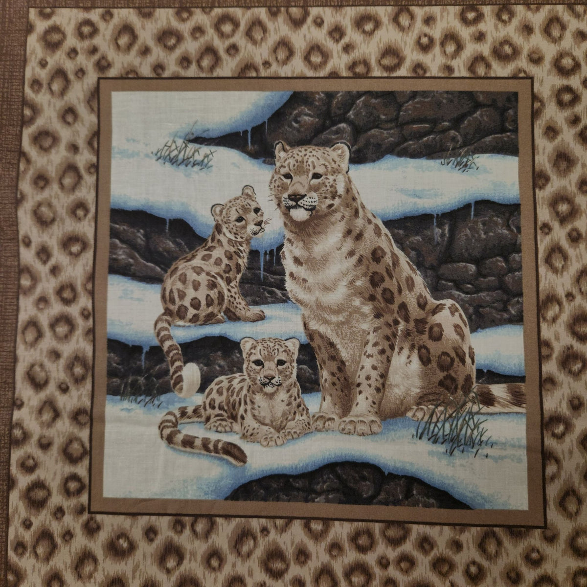 Cranston VIP Cheetah Pride Snow Leopard Cotton Panel 44x18, 2 Squares