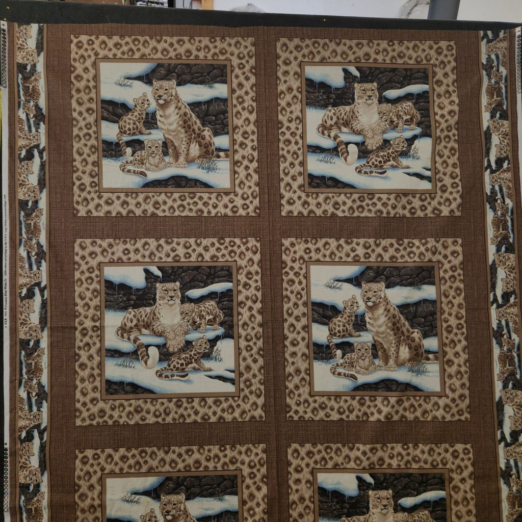 Cranston VIP Cheetah Pride Snow Leopard Cotton Panel 44x18, 2 Squares