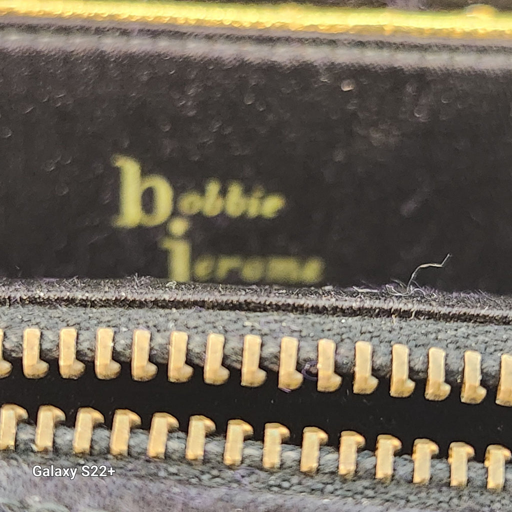 Vintage Bobbie Jerome Purple Velvet Clutch Gold Trim Mid Century Evening