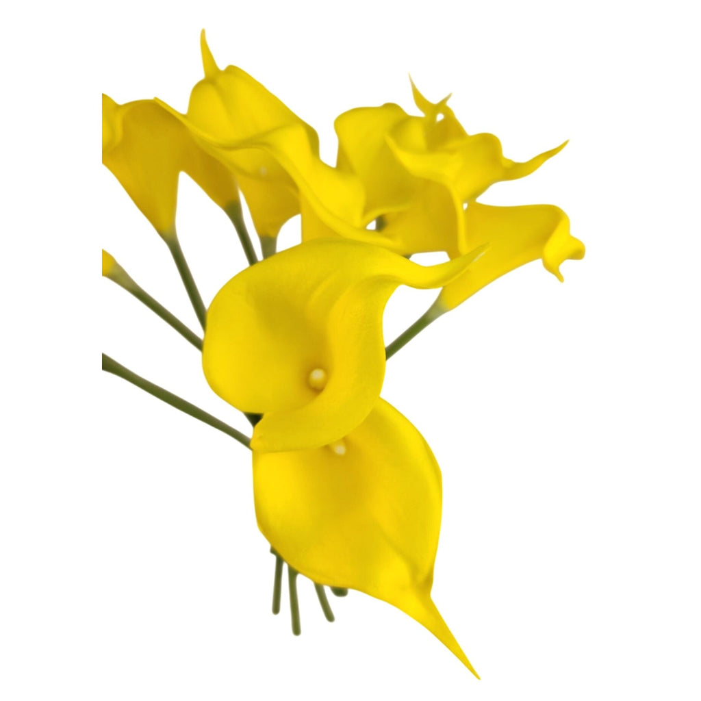 Sunny Yellow Faux Calla Lily Stems 15 Inch Wedding Artificial Flowers Spring Event Decor