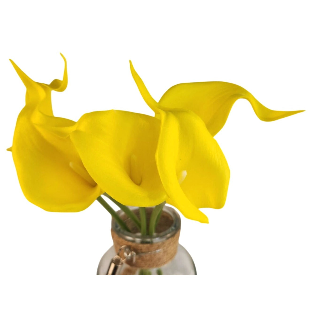 Sunny Yellow Faux Calla Lily Stems 15 Inch Wedding Artificial Flowers Spring Event Decor