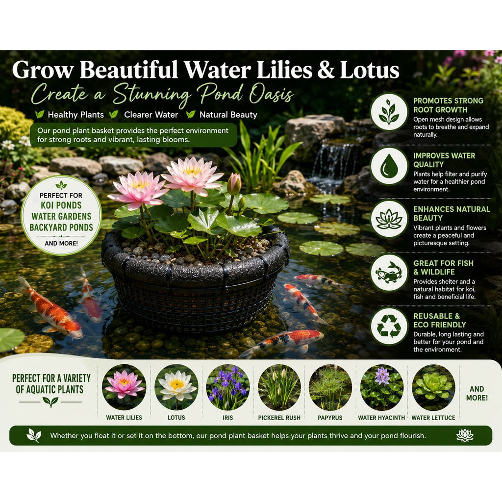 8 Inch Pond Plant Basket Aquatic Plant Basket Water Lily Pot Koi Pond Planter Floating Pond Basket Mesh Pond Planter Water Garden