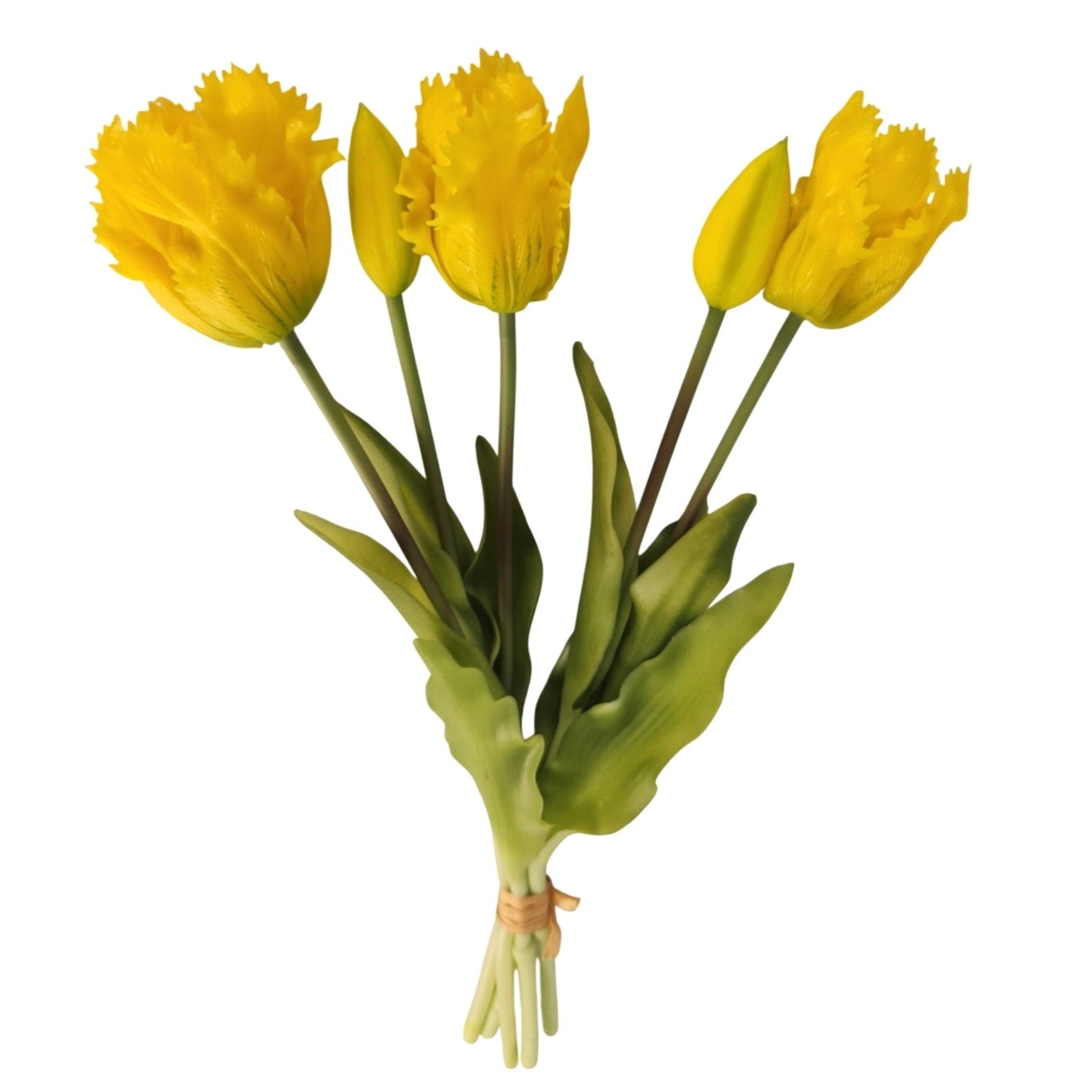 Yellow Artificial Tulips 15 Inch Set of 5 Faux Spring Flowers Easter Wedding Home Decor