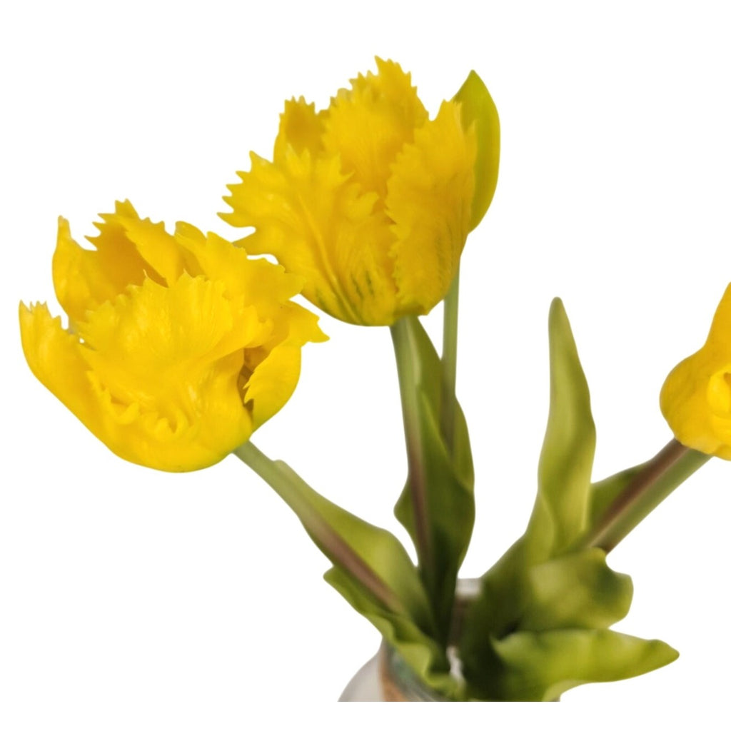 Yellow Artificial Tulips 15 Inch Set of 5 Faux Spring Flowers Easter Wedding Home Decor