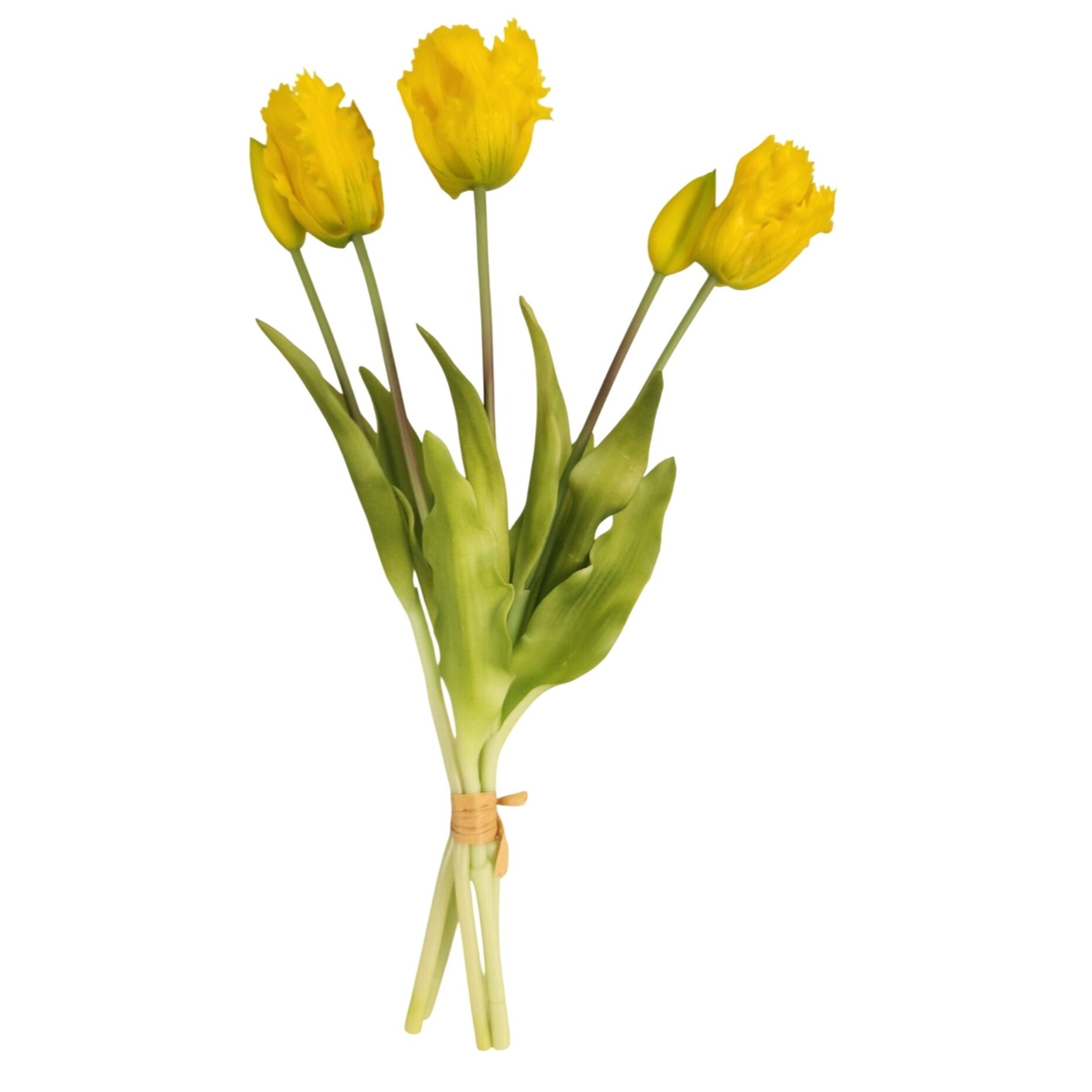 Yellow Artificial Tulips 15 Inch Set of 5 Faux Spring Flowers Easter Wedding Home Decor