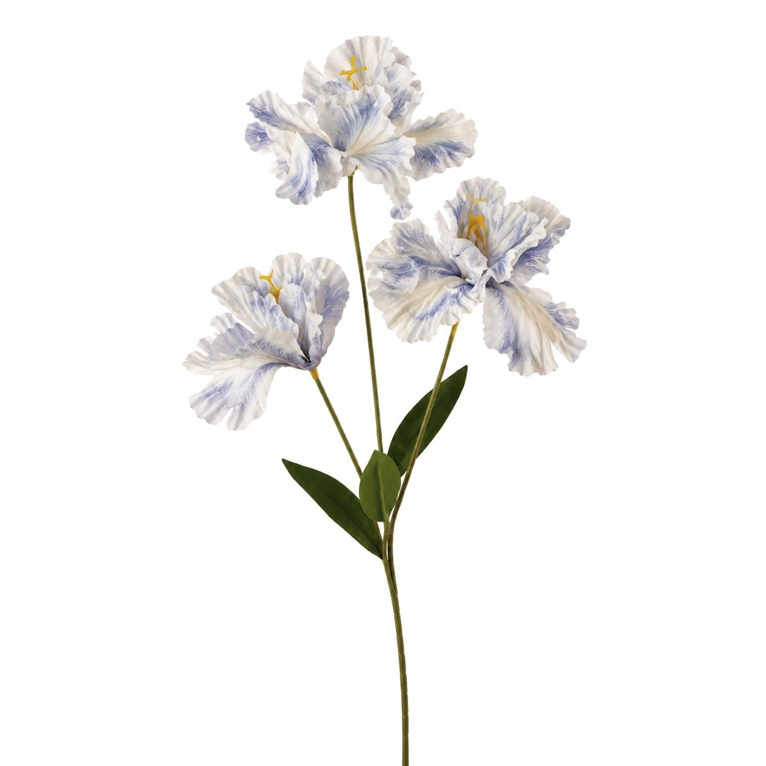 Luxury Faux Iris Stem Periwinkle Blue White Artificial Flower Wedding Floral French Cottage Decor