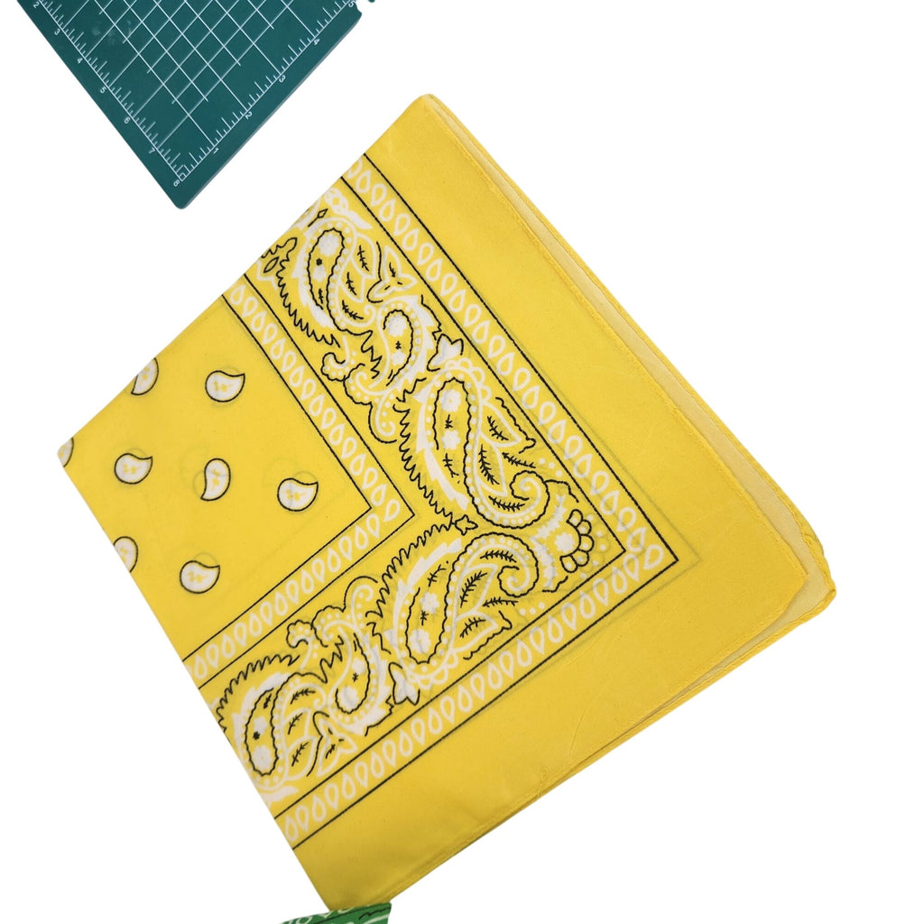 Bandanas 21x21" Western Cowboy Cowgirl - Orange Green Yellow Paisley Square Scarves 3 Pack
