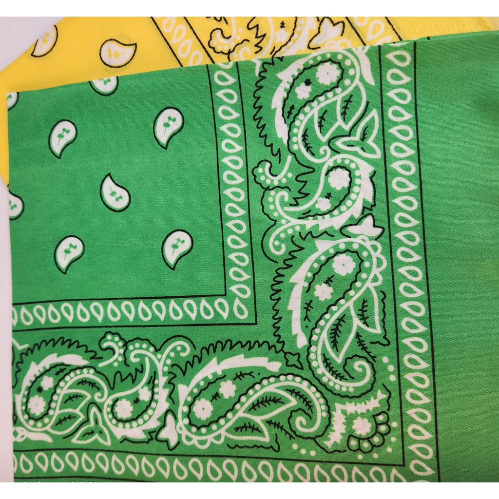 Bandanas 21x21" Western Cowboy Cowgirl - Orange Green Yellow Paisley Square Scarves 3 Pack