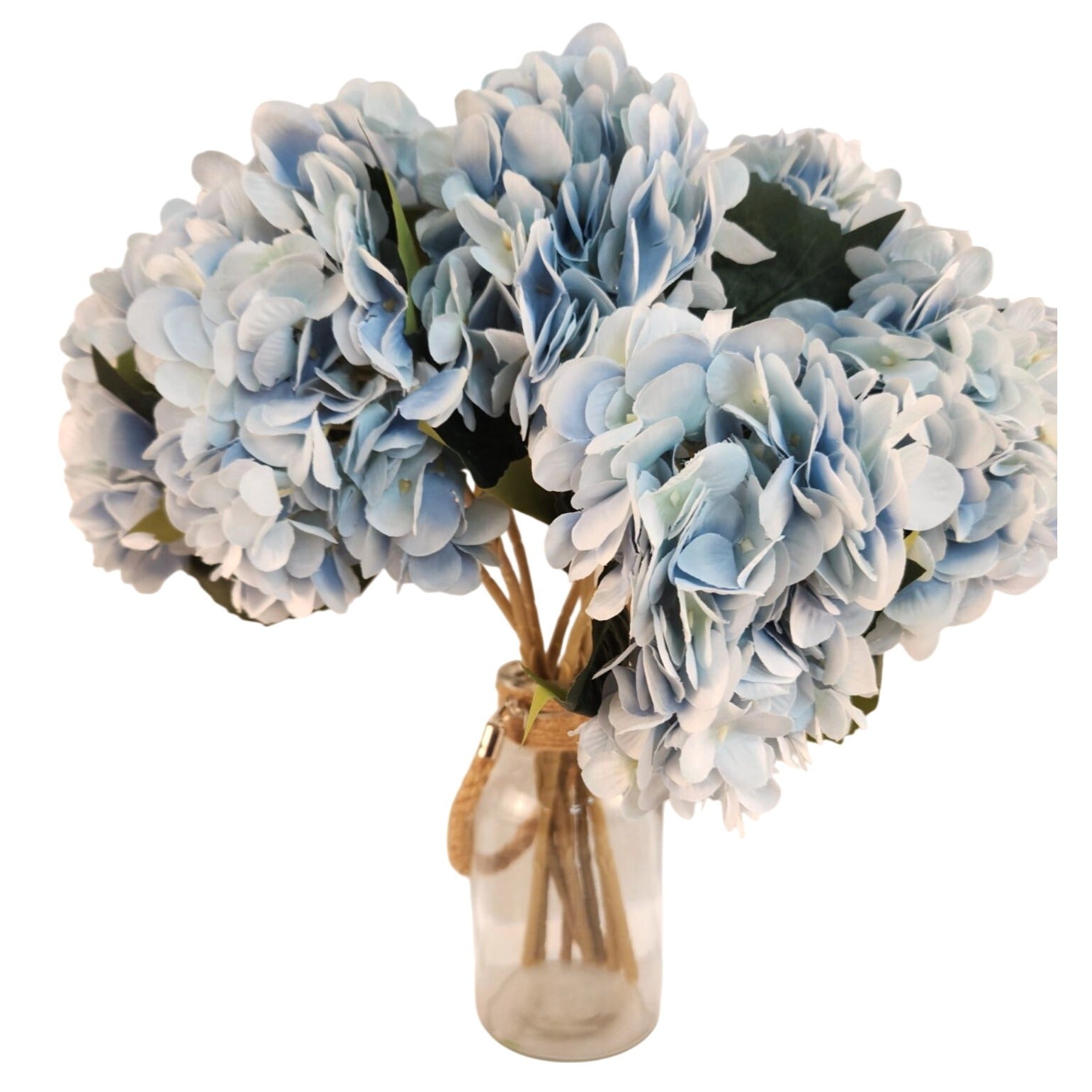 Soft Blue Faux Hydrangea Stem 18 Inch Wedding Artificial Silk Flower Large Bloom Decor