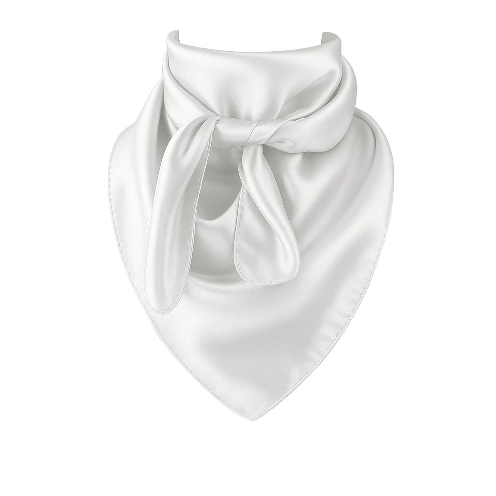 White Wild Rag Scarf 35x35 Satin Western Cowgirl Cowboy Bandana