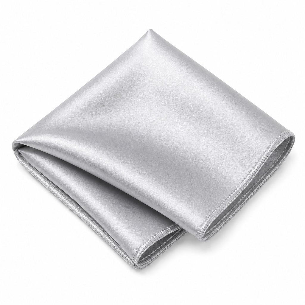 Silver Satin Pocket Square 9x9 Mens Handkerchief Wedding Suit Formal Prom Unisex