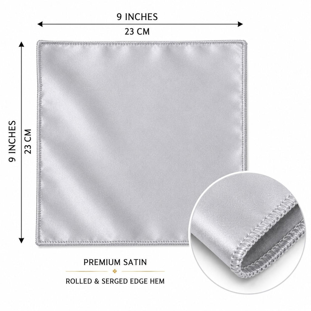Silver Satin Pocket Square 9x9 Mens Handkerchief Wedding Suit Formal Prom Unisex