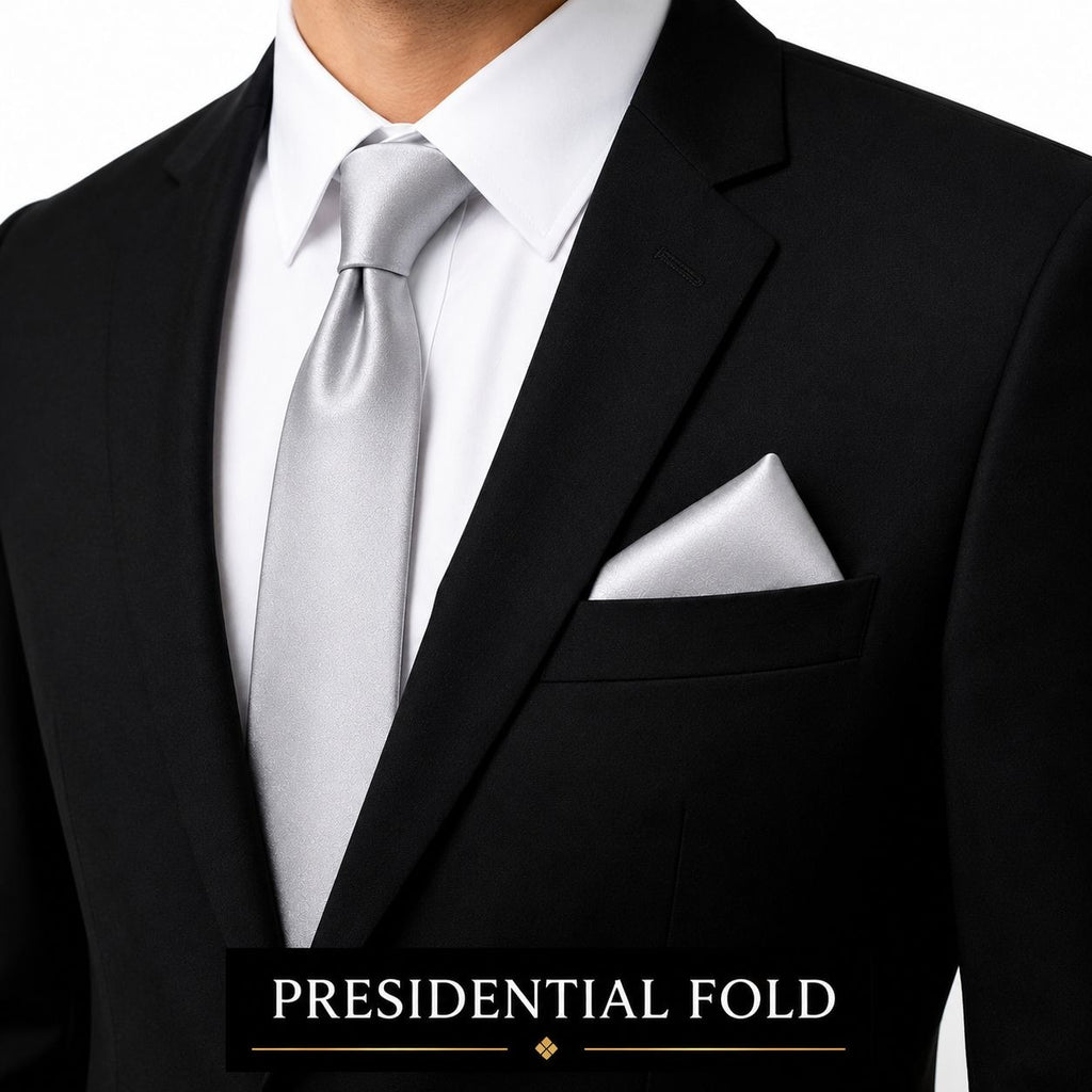 Silver Satin Pocket Square 9x9 Mens Handkerchief Wedding Suit Formal Prom Unisex