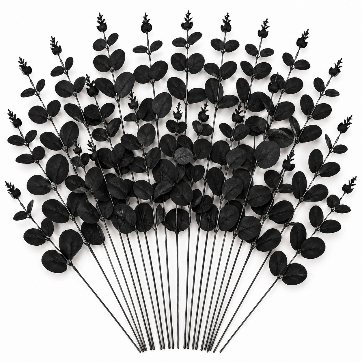 20 Black Dollar Eucalyptus Stems 12 Inch Faux Eucalyptus Picks Gothic Wedding Greenery Halloween Decor Wreath Supplies Vase Filler