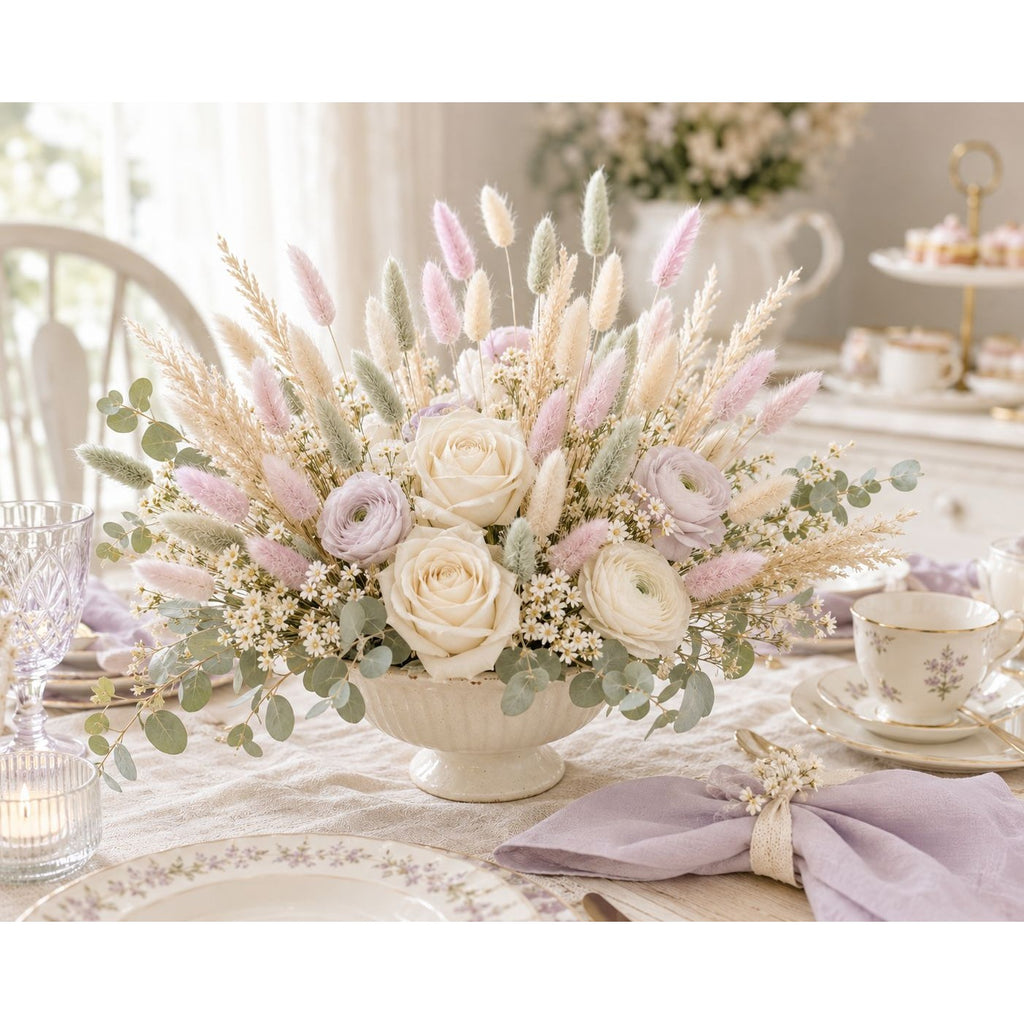 Pastel Bunny Tail Grass 70 Stems, 16 Inch Sage Lavender Cream Dyed Dried Lagurus for Baby Shower Centerpieces
