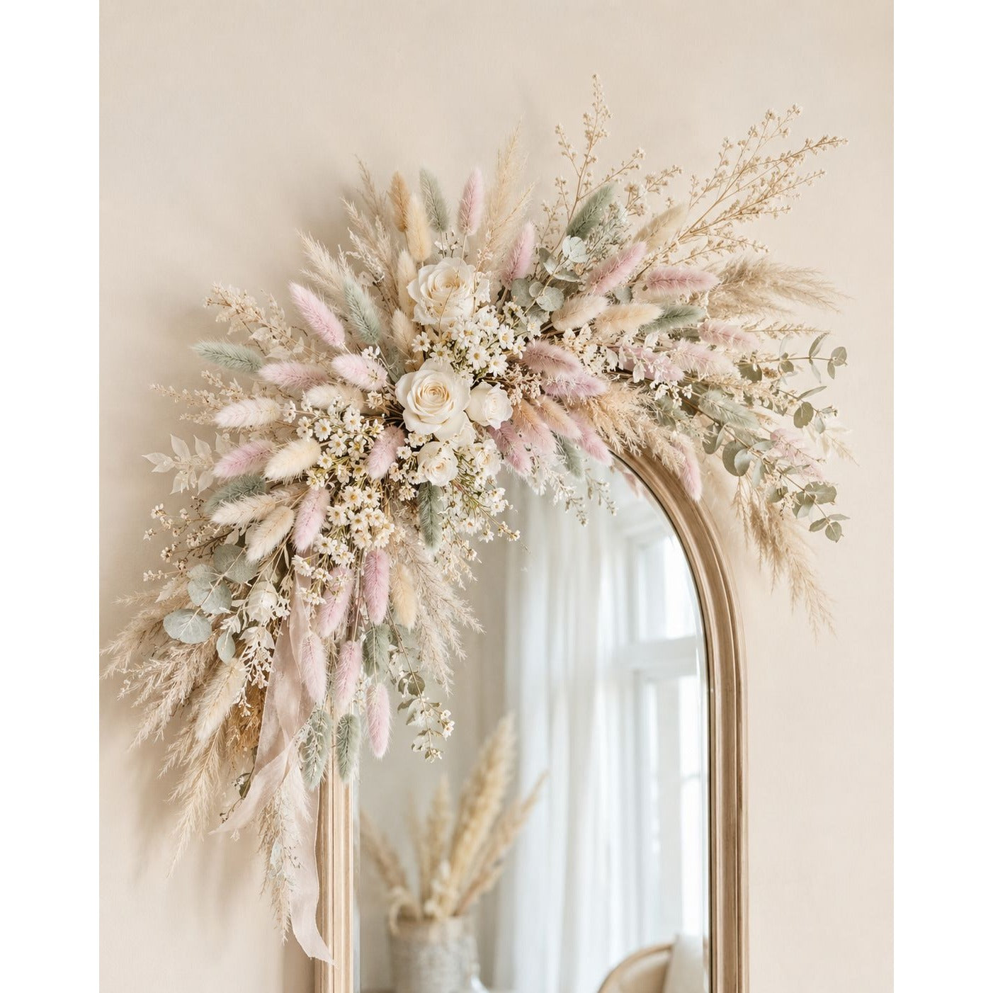 Pastel Bunny Tail Grass 70 Stems, 16 Inch Sage Lavender Cream Dyed Dried Lagurus for Baby Shower Centerpieces