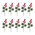Artificial Holly Berry Picks, 10 Red Stems