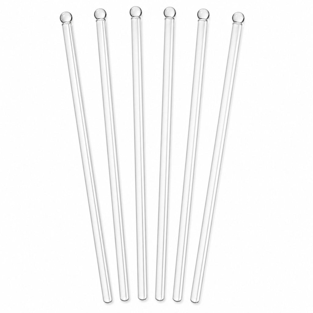 Clear Glass Cocktail Stir Sticks Set of 6 – Reusable Swizzle Sticks