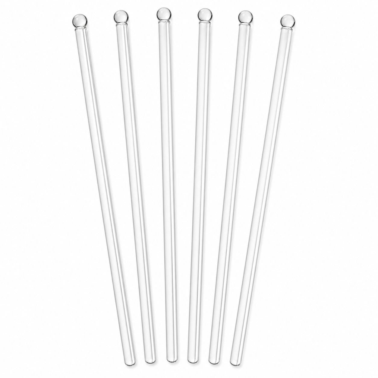 Clear Glass Cocktail Stir Sticks Set of 6 – Reusable Swizzle Sticks