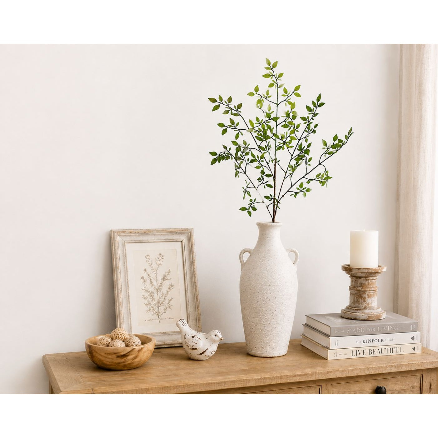 Faux Greenery Stems Set of 2 Artificial Leaf Branches Tall Faux Foliage Stems Wedding Greenery Farmhouse Decor