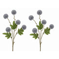 Slate Gray Pom Pom Chrysanthemum Stems Set of 2, 20 Inch Artificial Silk Flowers