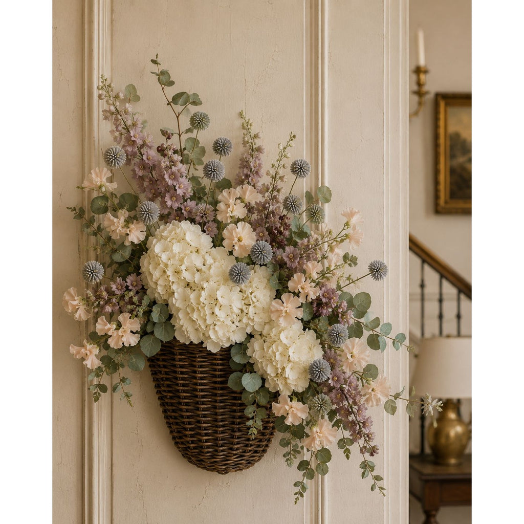 Slate Gray Pom Pom Chrysanthemum Stems Set of 2, 20 Inch Artificial Silk Flowers