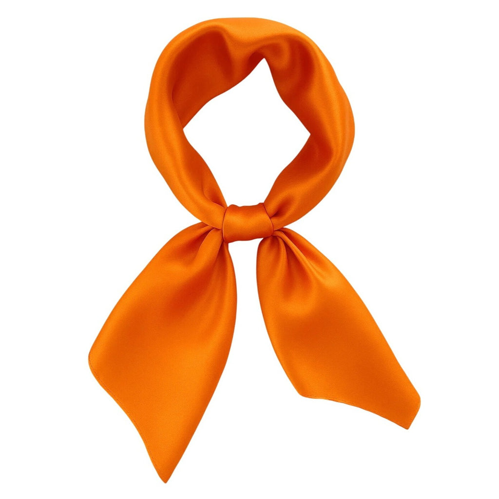 Orange Satin Scarf 19x19, Western Cowboy Cowgirl Bandana, Boho Coastal Ranch Wear