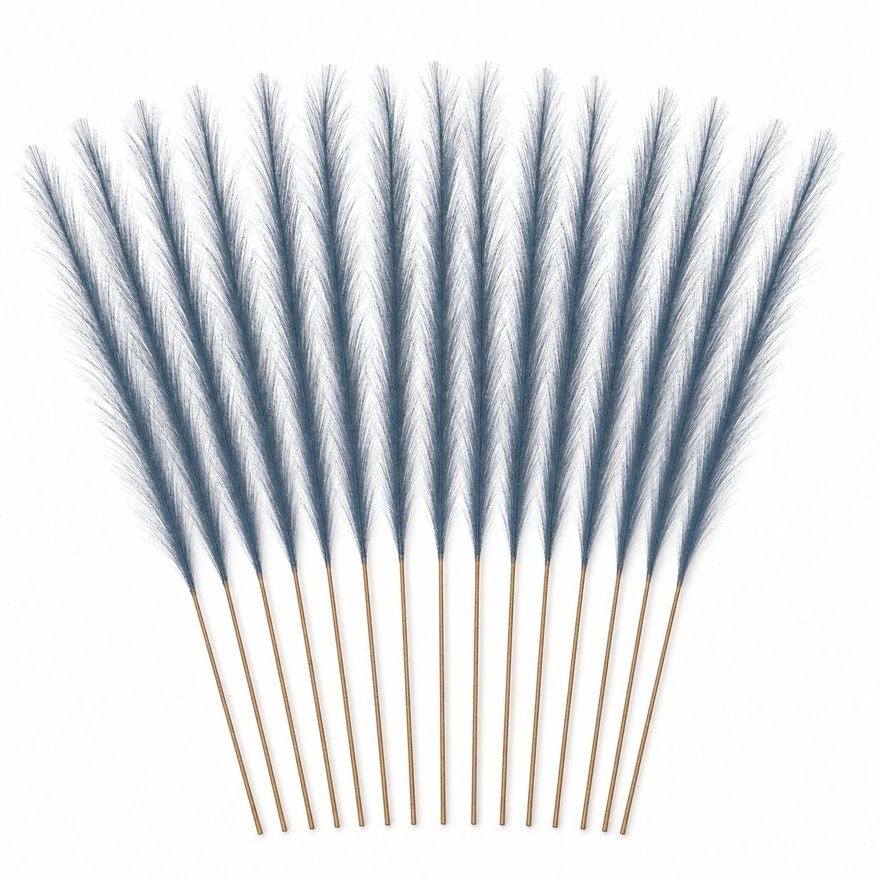 Slate Blue Faux Pampas Grass Stems, 16-Piece 31-Inch Wispy Synthetic Floor Vase Filler