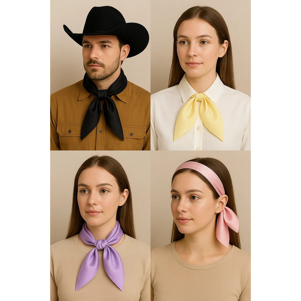 Green Satin Scarf 19x19" Bandana Neckerchief Pocket Square Western Cowgirl
