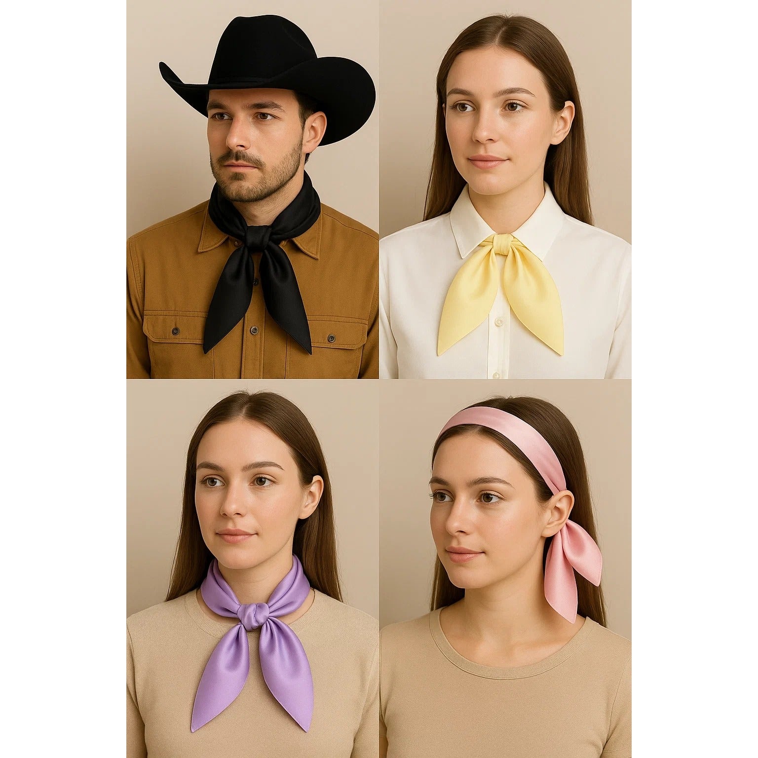 Green Satin Scarf 19x19" Bandana Neckerchief Pocket Square Western Cowgirl