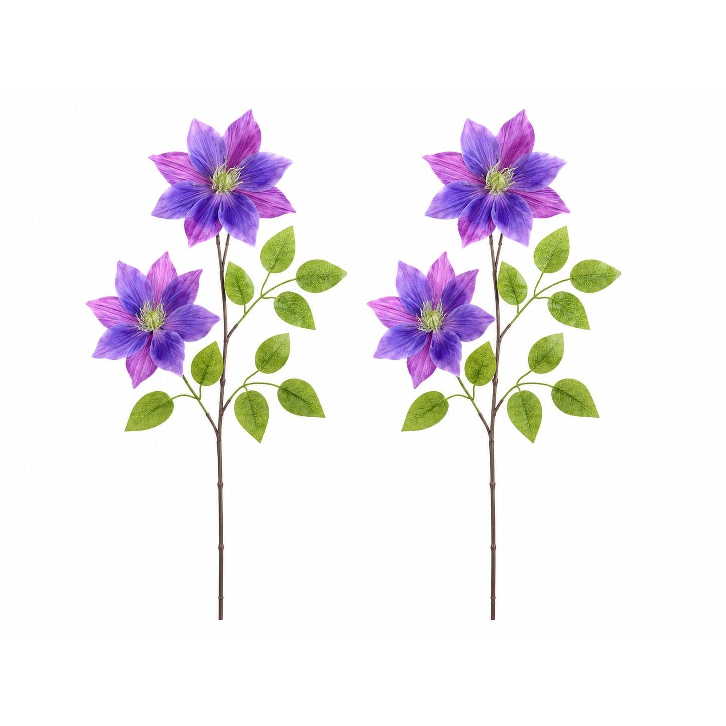 Set of 2 Purple Clematis Stems Faux Flower Branches Silk Floral Decor Cottagecore Farmhouse Flowers Wedding Vase Stems 28 Inch