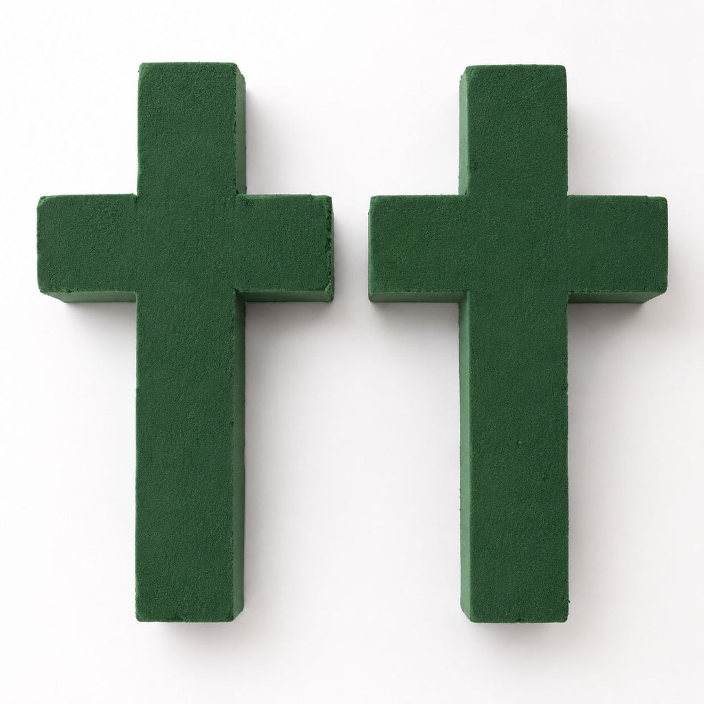 Set of 2 Wet Floral Foam Crosses 12 Inch Floral Cross Base Cemetery Memorial DIY Funeral Flowers Sympathy Arrangement Supplies