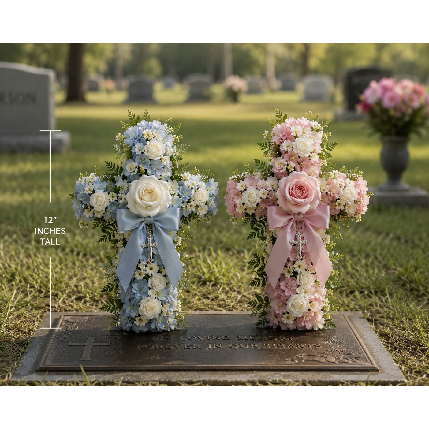 Set of 2 Wet Floral Foam Crosses 12 Inch Floral Cross Base Cemetery Memorial DIY Funeral Flowers Sympathy Arrangement Supplies