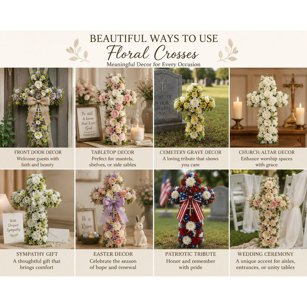 Set of 2 Wet Floral Foam Crosses 12 Inch Floral Cross Base Cemetery Memorial DIY Funeral Flowers Sympathy Arrangement Supplies