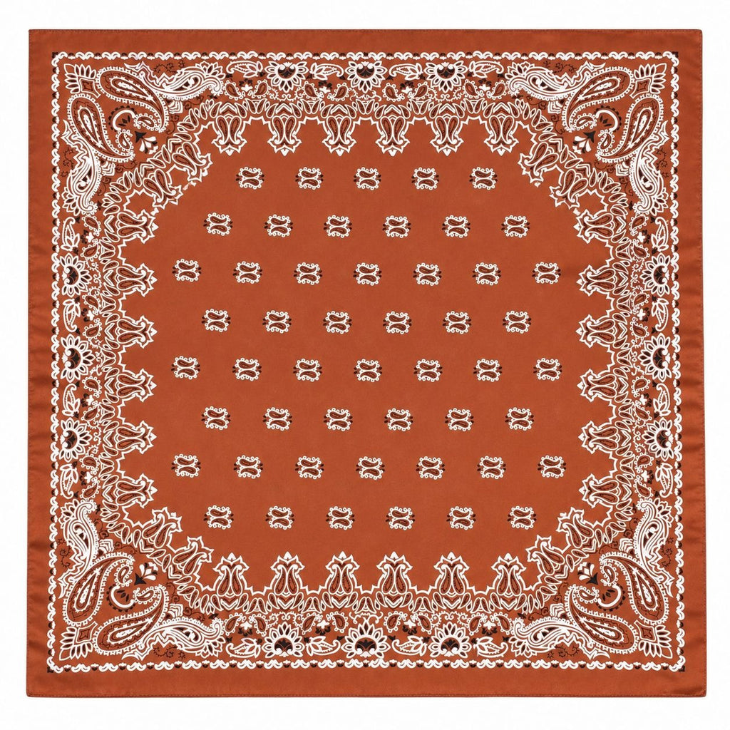 Western Scarf 35x35 Rust Copper Brown Satin Paisley Square Cowgirl Bandana